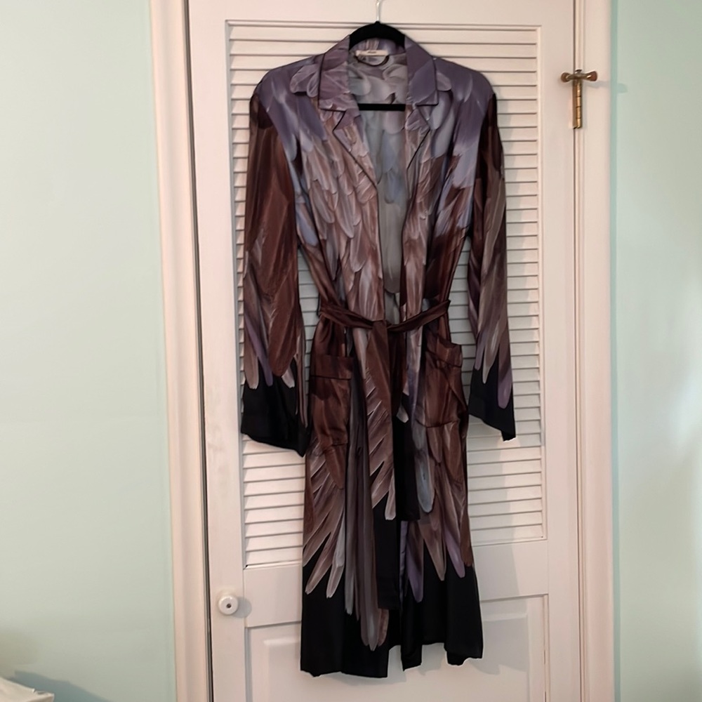 Prada runway silk robe XS feathers